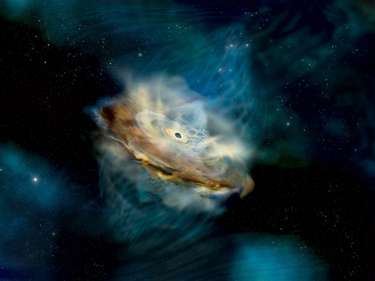 illustration of a black hole's corona