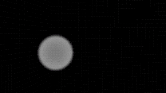 This animation shows a Weakly Interacting Massive Particle, or WIMP, not moving or reacting when an electron or proton pass near to it. Then another WIMP comes into view and they smash together, disappearing as a pair of gamma-rays are emitted. 